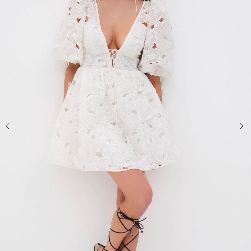 For Love And Lemons White Floral Lace Mini Dress